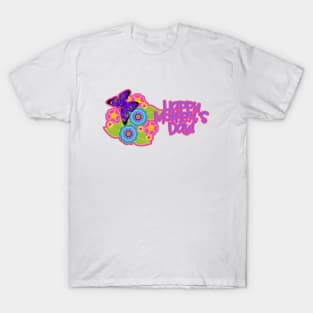 Happy Mother's Day Butterfly Flowers by Cherie(c)2021 T-Shirt